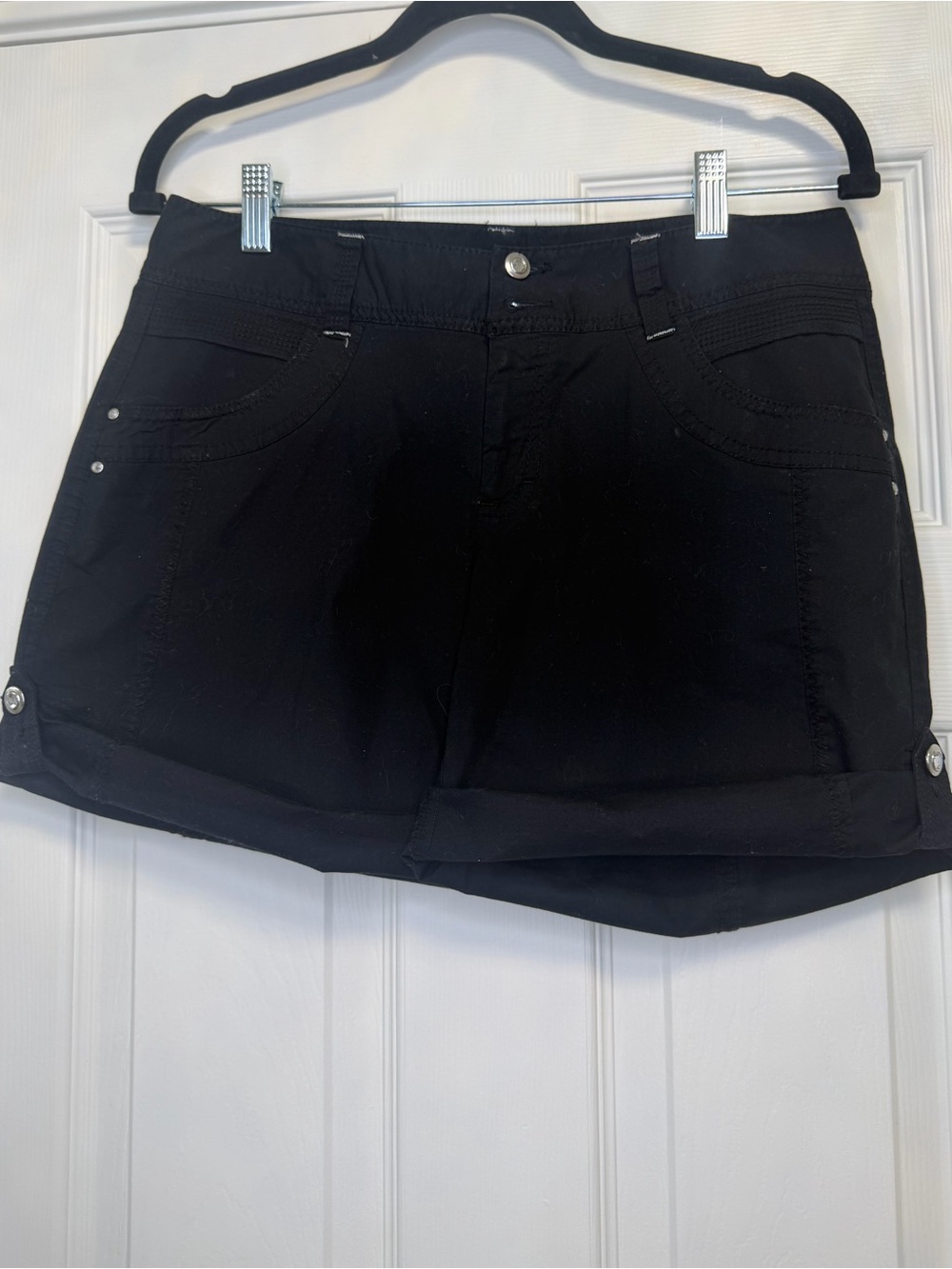 INC International Concepts Black Cuffed Shorts Size 4 Rhinestone Stud Accents